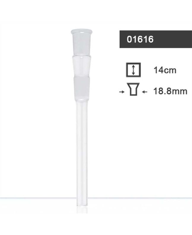 Szklana przejściówka do bonga szlif 18,8 mm długość 14 cm