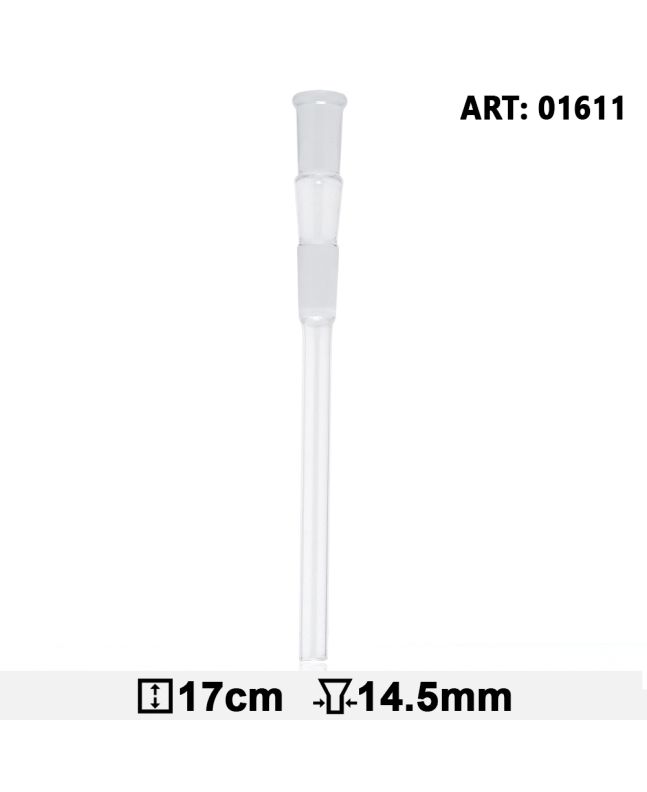 Szklana przejściówka do bonga szlif 14,5 mm długość 17 cm