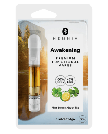 Hemnia Wkład Awakening - 60% CBG, 40% CBD, cytryna, mięta, zielona herbata, 1 ml