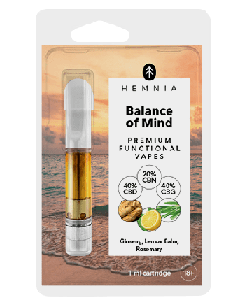 Hemnia Wkład Balance of Mind - 40% CBD, 40% CBG, 20% CBN, żeń-szeń, melisa, rozmaryn, 1 ml