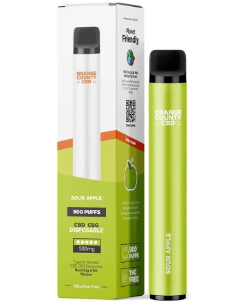 Orange County CBD Vape Pen Kwaśne Jabłko, 250mg CBD + 250mg CBG, 3ml