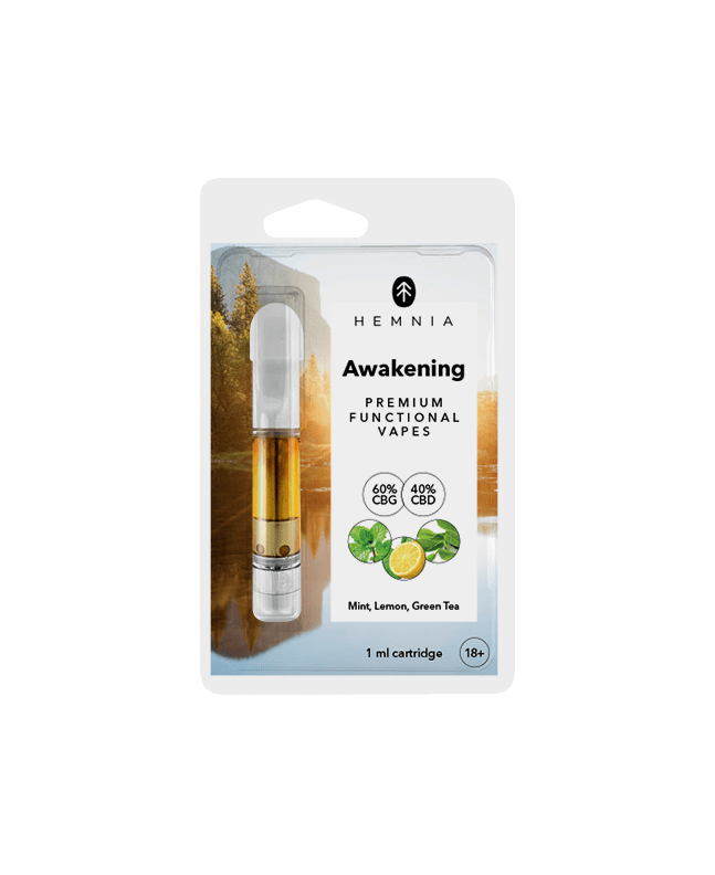 Hemnia Wkład Awakening - 60% CBG, 40% CBD, cytryna, mięta, zielona herbata, 1 ml